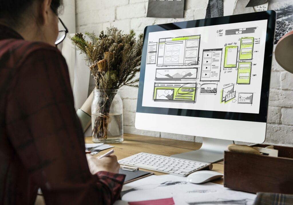 Website development layout sketch drawing